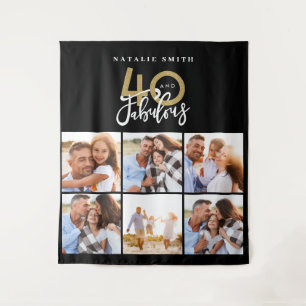 Fotocollage schwarz und gold 40 und fantastisch wandteppich