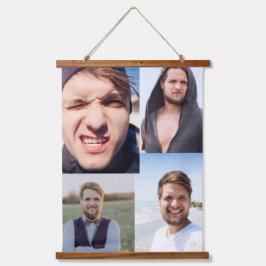 FotoCollage - Stellen Sie Ihr Gesicht auf Wandteppich Mit Holzrahmen