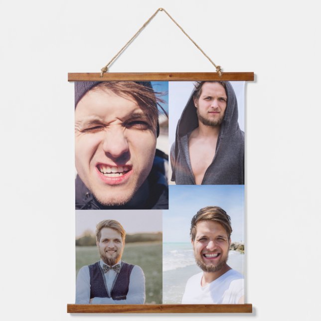 FotoCollage - Stellen Sie Ihr Gesicht auf Wandteppich Mit Holzrahmen (Vorderseite)