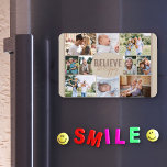 FotoCollage und glückliche Quote neutrale Beige Magnet<br><div class="desc">Foto Collage Magnet mit 10 Ihrer Lieblings-Fotos. Die Formulierung in der Mitte lautet "glaube sei glücklich" und ist in fett gedruckter Typografie und lässiger, dünner Schriftart-Schrift geschrieben. Die Fotovorlage ist für Sie ein Set, 10 Bilder hinzuzufügen, die in Landschafts-, Quadrat- und Porträtbildern dargestellt werden, um Ihnen so viel Flexibilität wie...</div>