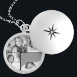 FotoCollage Versilberte Kette<br><div class="desc">Schöne personalisierte Schließfächerkette mit 4 eigenen Fotos in quadratischer Foto-Collage. Fügen Sie Ihre Lieblingsfamilien-Fotos hinzu und erstellen Sie einen wunderschönen Kunstdruck für die Leinwand. Klicken Sie auf Anpassen,  um Fotos zu verschieben,  Text hinzuzufügen und Schriftart und Farben anzupassen. Großartiges Geschenk für Familie,  Freunde,  Eltern und Großeltern!</div>
