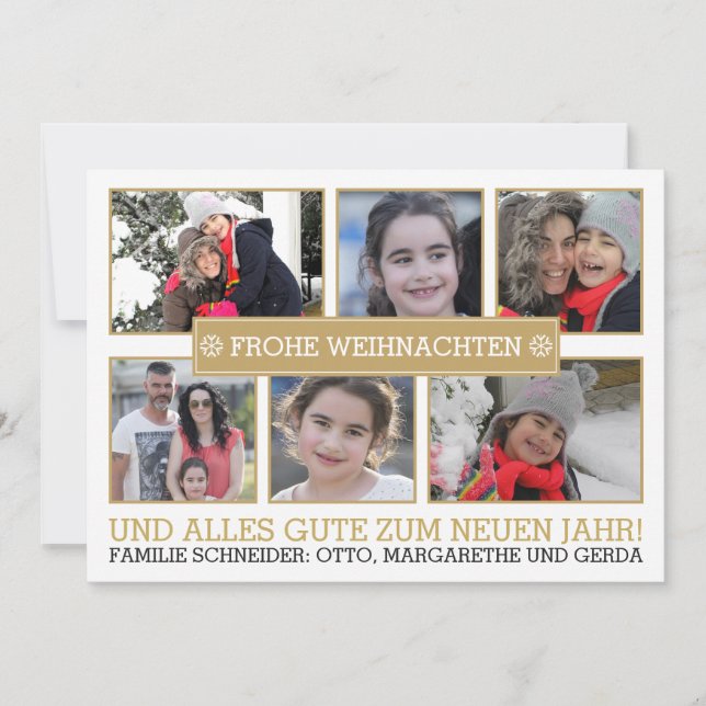 Fotocollage von sechs Fotos FROHE WEIHNACHTEN (Vorderseite)