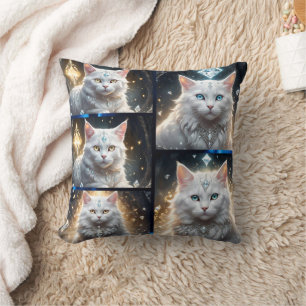FotoCollage, weißer Perser-Fluffy, Kissen