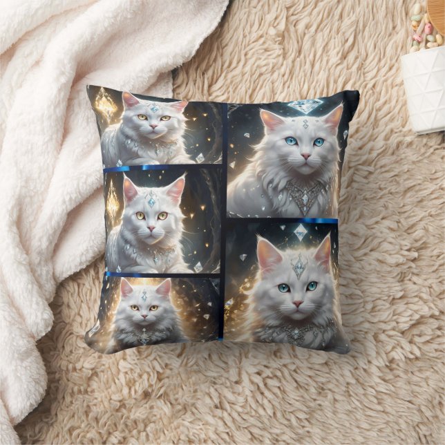 FotoCollage, weißer Perser-Fluffy, Kissen (Decke)