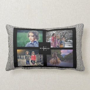 Fotocollagen-Leinen-Leinwand der modernen Familie Lendenkissen