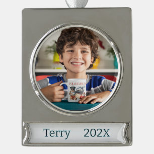 Fotofertig personalisieren Banner-Ornament silber