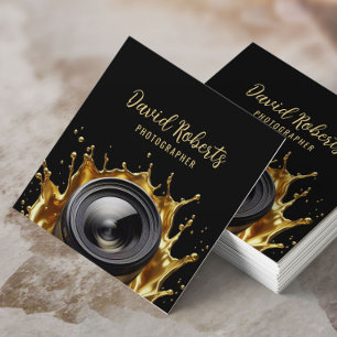 Fotograf Abstrakte Gold Camera Lens Fotografie Quadratische Visitenkarte
