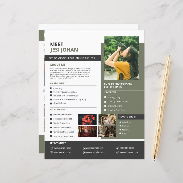 Fotograf auf meiner Seite (Vorderseite/Rückseite Beispiel)