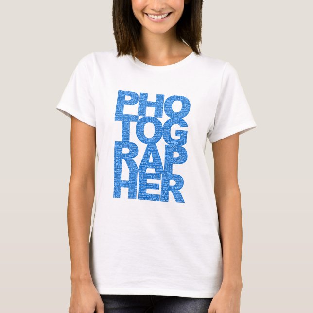 Fotograf - Blauer Text T-Shirt (Vorderseite)