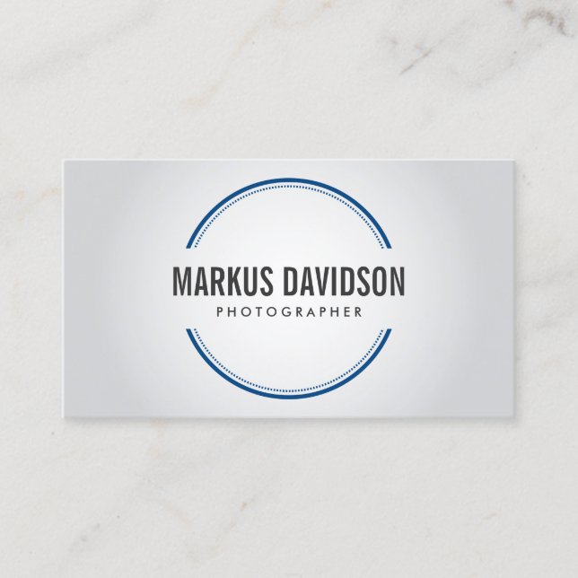 Fotograf Blue Camera Lens Business Card Visitenkarte (Vorderseite)