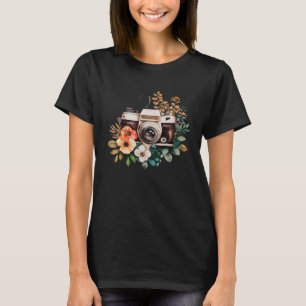 Fotograf Blumen Wasserfarbe Vintage Kamera Foto T-Shirt