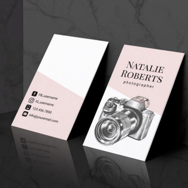 Fotograf Blush Pink Kamera Fotografie Visitenkarte (Von Creator hochgeladen)