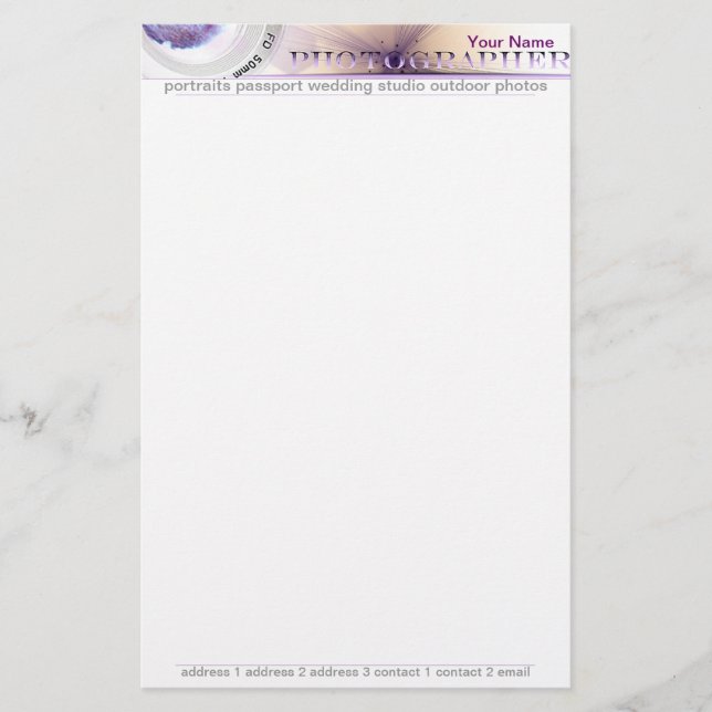 Fotograf Briefpapier (Vorderseite)