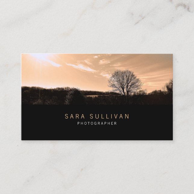 Fotograf Business Card Sepia Landscape Visitenkarte (Vorderseite)