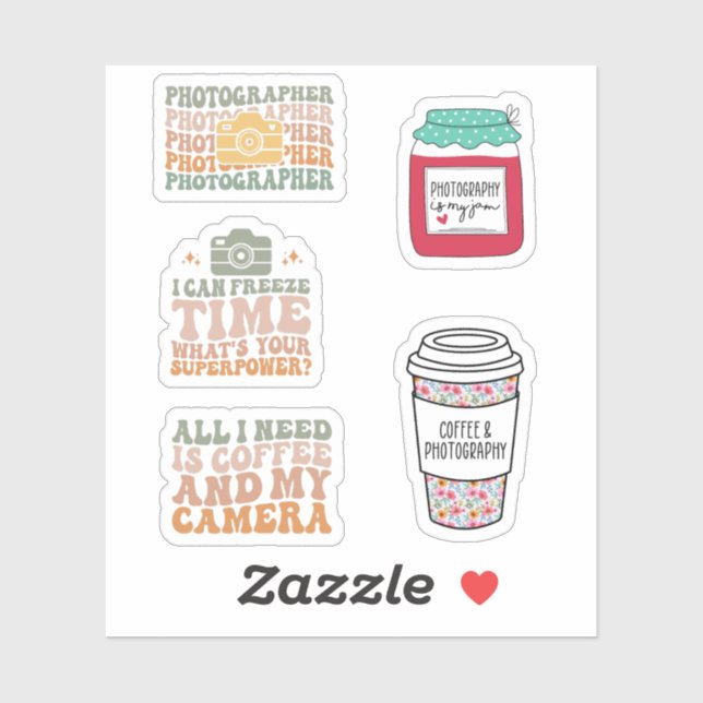 Fotograf Camera Sticker Pack, Niedlich Fotografie (Blatt)
