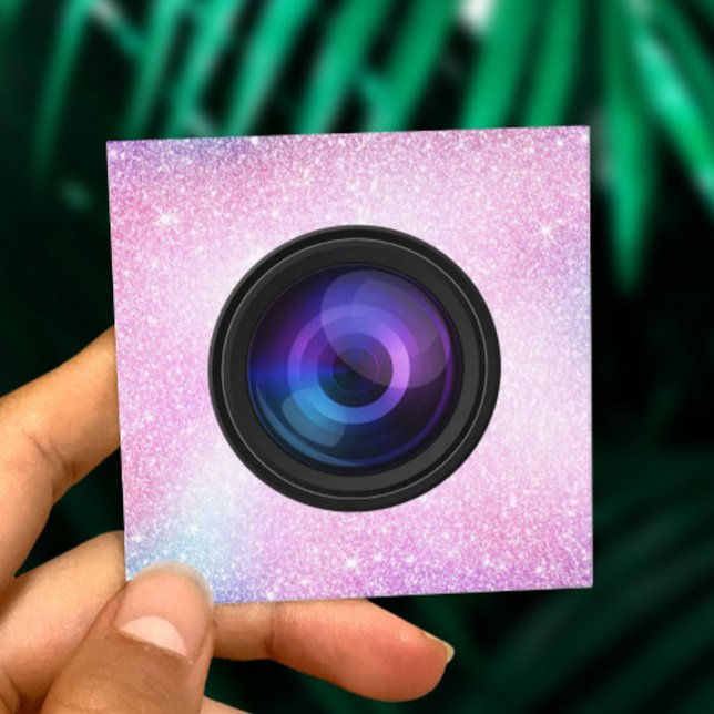 Fotograf Camera Unicorn Glitzer Fotografie Quadratische Visitenkarte (Von Creator hochgeladen)