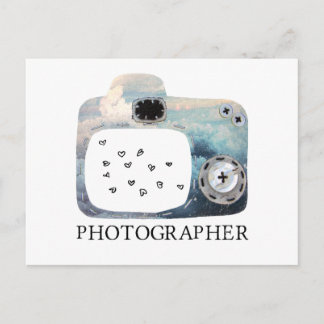 Fotograf Cloudy Camera Hearts Postkarte