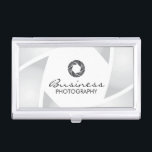 Fotograf-einfache Kameraverschluss-Fotografie Visitenkarten Etui<br><div class="desc">Fotograf-einfacher schlichter Kamera-Fensterladen-Fotografie-Geschäfts-Kartenhalter.</div>