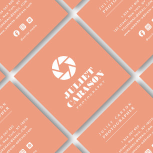 Fotograf Fett Typografie Peach Pink Quadratische Visitenkarte