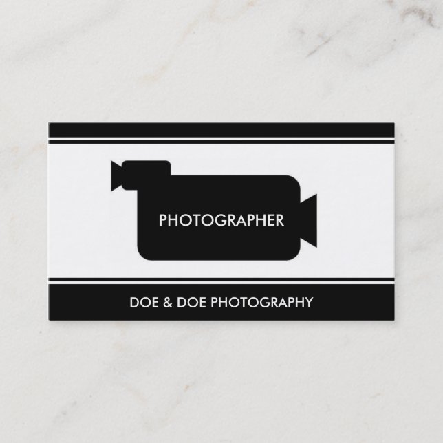 Fotograf-Filmemacher-Fotografie-Schwarzes/Weiß Visitenkarte (Vorderseite)