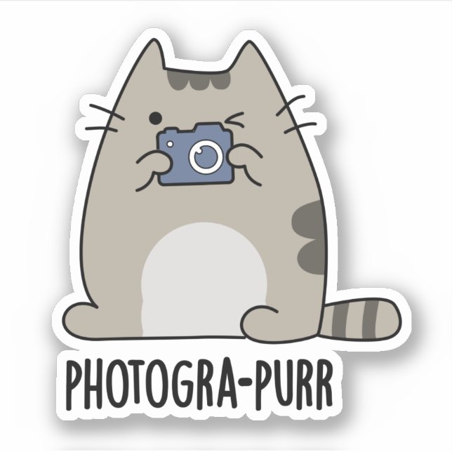 Fotograf Funny Cat Fotograf Pun Aufkleber (Vorderseite)