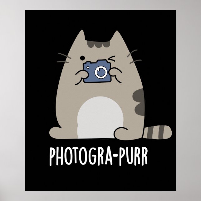 Fotograf Funny Cat Fotograf Pun Dark BG Poster (Vorne)