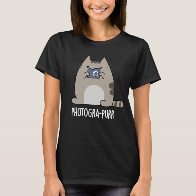 Fotograf Funny Cat Fotograf Pun Dark BG T-Shirt (Vorderseite)