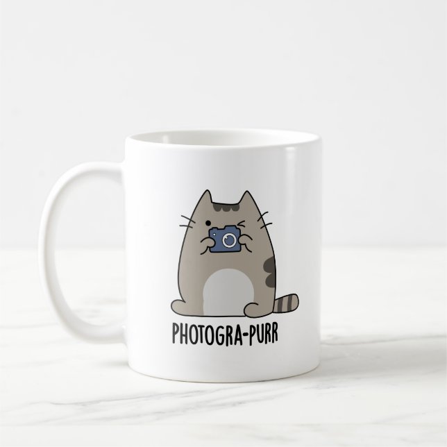 Fotograf Funny Cat Fotograf Pun Kaffeetasse (Links)