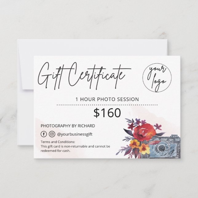 Fotograf Gift Floral Certificate Log (Vorderseite)