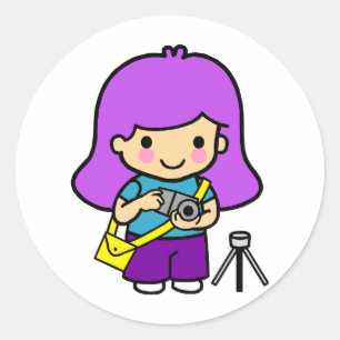 Fotograf Girl Runder Aufkleber