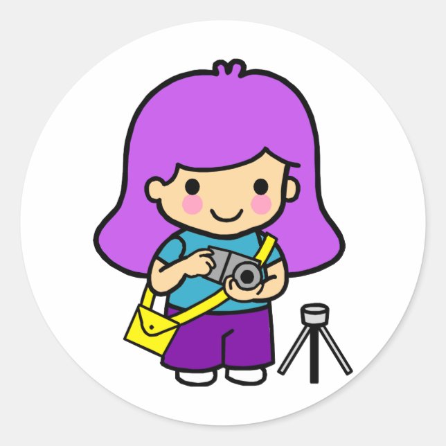 Fotograf Girl Runder Aufkleber (Vorderseite)