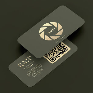 Fotograf Gold Camera Lens Army Green Moderne Visitenkarte