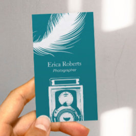 Fotograf Kamera & Feathers Moderne Aquamarin Visitenkarte