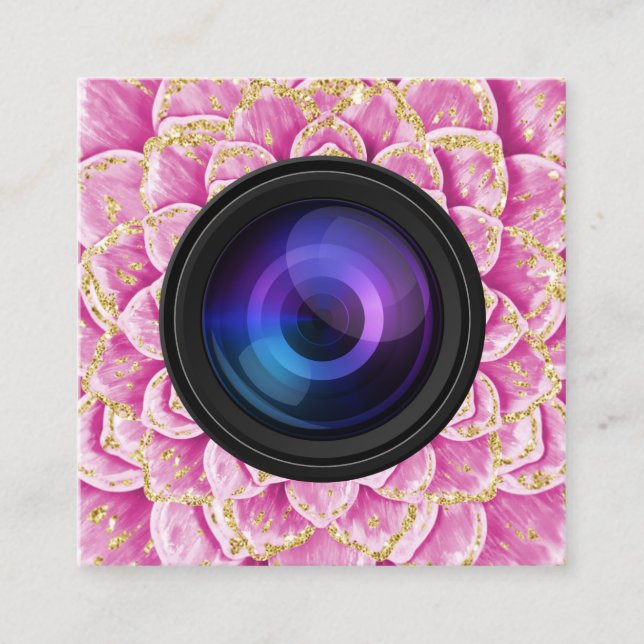 Fotograf Kamera Spiralblume Fotografie Quadratische Visitenkarte (Vorderseite)