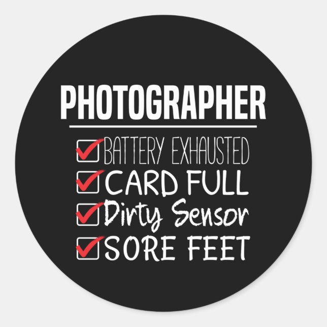 Fotograf Life - Funny Fotografy Checklist Runder Aufkleber (Vorderseite)