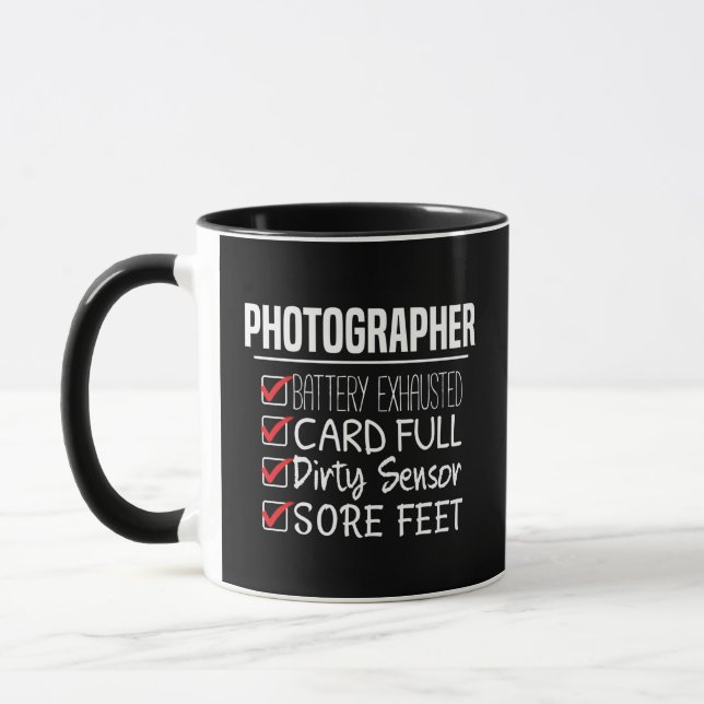 Fotograf Life - Funny Fotografy Checklist Tasse (Links)