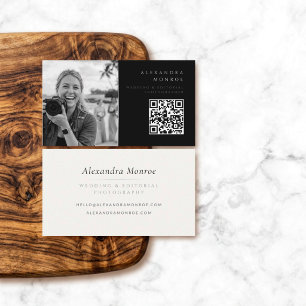 Fotograf QR-Code Schwarz & Silber Visitenkarte