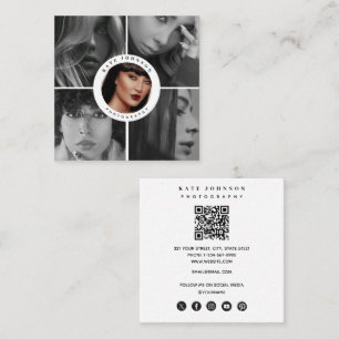 Fotograf QR Code Social Media Icons Fotos Quadratische Visitenkarte