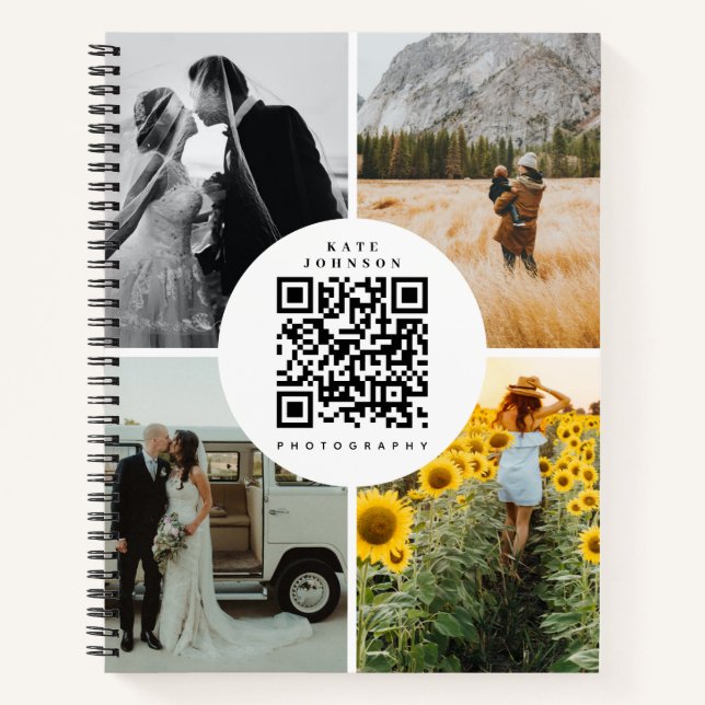 Fotografen Fotos QR Code Social Media Icons Notizbuch (Vorderseite)