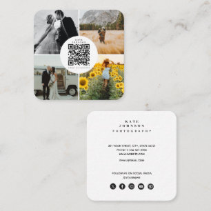 Fotografen Fotos QR Code Social Media Icons Quadratische Visitenkarte