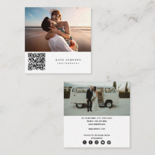 Fotografen Fotos QR Code Social Media Icons Quadratische Visitenkarte