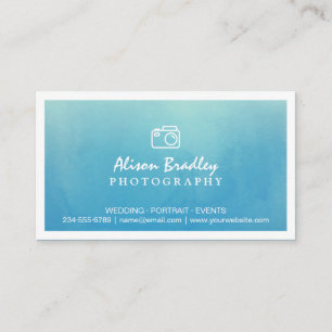 Fotografie Blue Watercolor Wedding Foto Showcase Visitenkarte