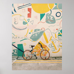FOTOGRAFIE DES ORANGE- UND WEISSEN FAHRRADES POSTER