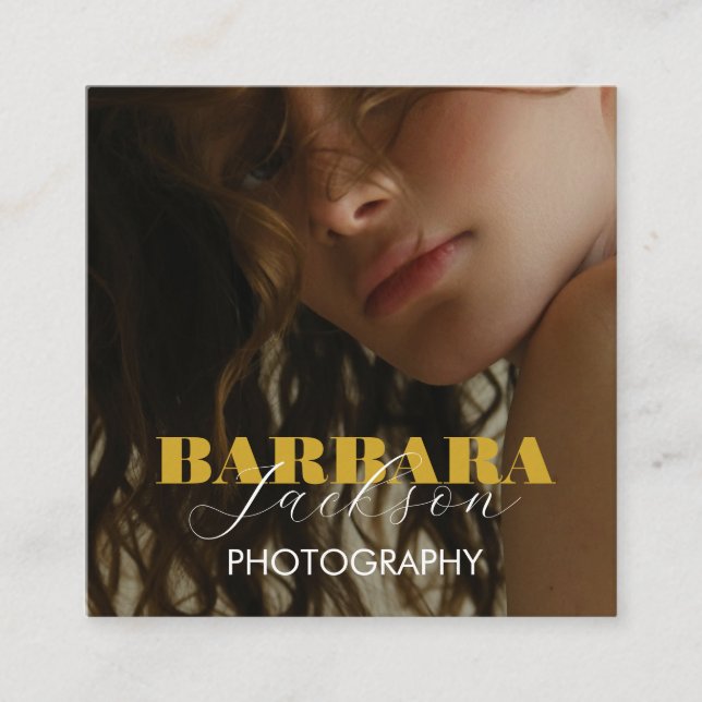 Fotografie Eleganter Beruflicher QR-Code Quadratische Visitenkarte (Vorderseite)