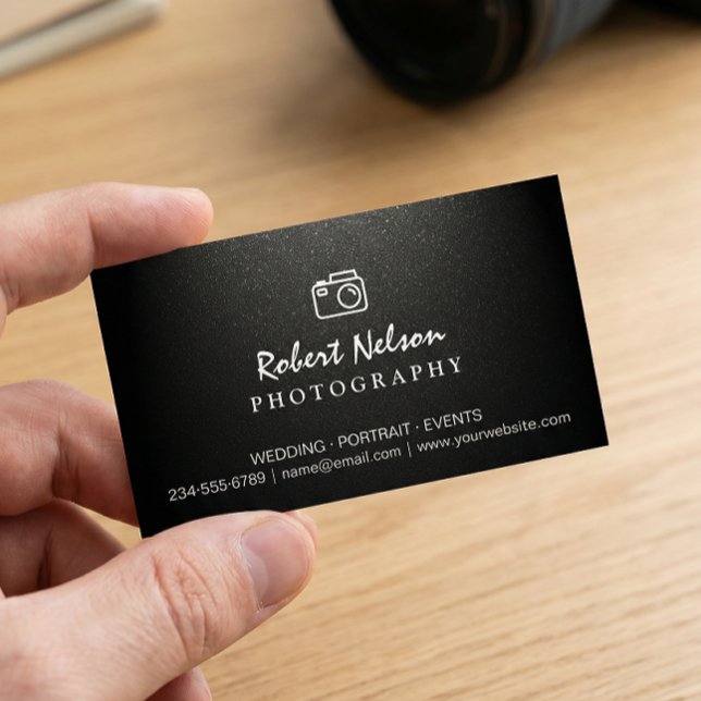 Fotografie Fotograf Kamera Einfach Matte Schwarz Magnetische Visitenkarte (Von Creator hochgeladen)