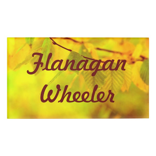 Fotografie - Herbstbiech-Blätter + Ihre Ideen Namenschild (Vorderseite)