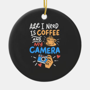 Fotografie - Kaffee und Kamera Keramik Ornament