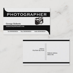 Fotografie-Kamera schwarz, weiß, modern Visitenkarte