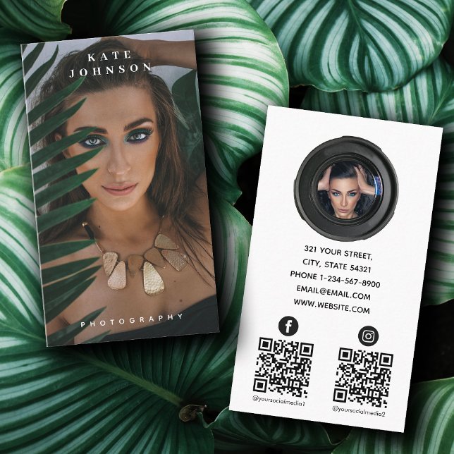 Fotografie Minimalistische Social Media 2 QR-Code Visitenkarte (Von Creator hochgeladen)