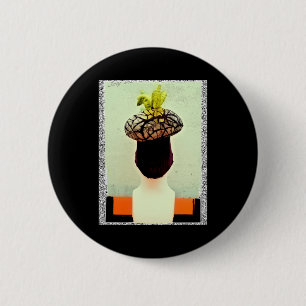 Fotografie mit Haarstil, seltsame Maske aus dem Fr Button